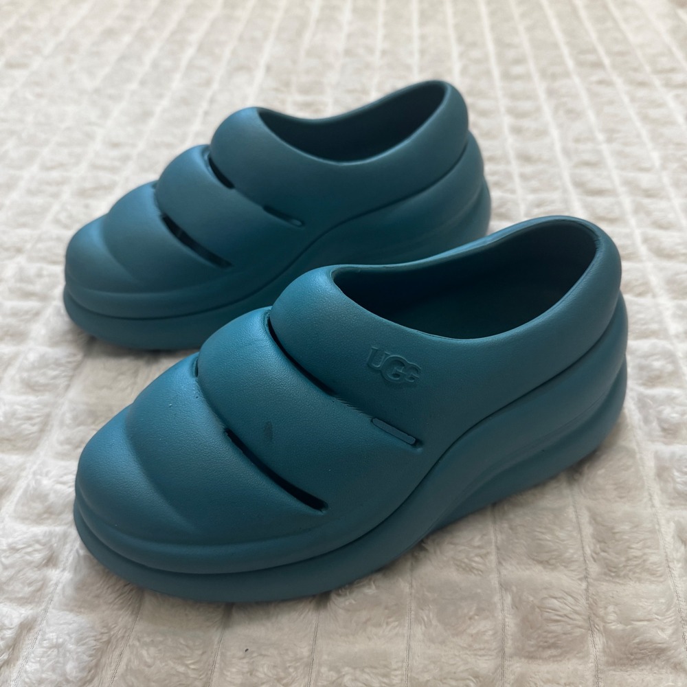 Ugg 7 Sport Yeah Clog Tidal Wave Blue Platform Slip On Rubber Cushioned